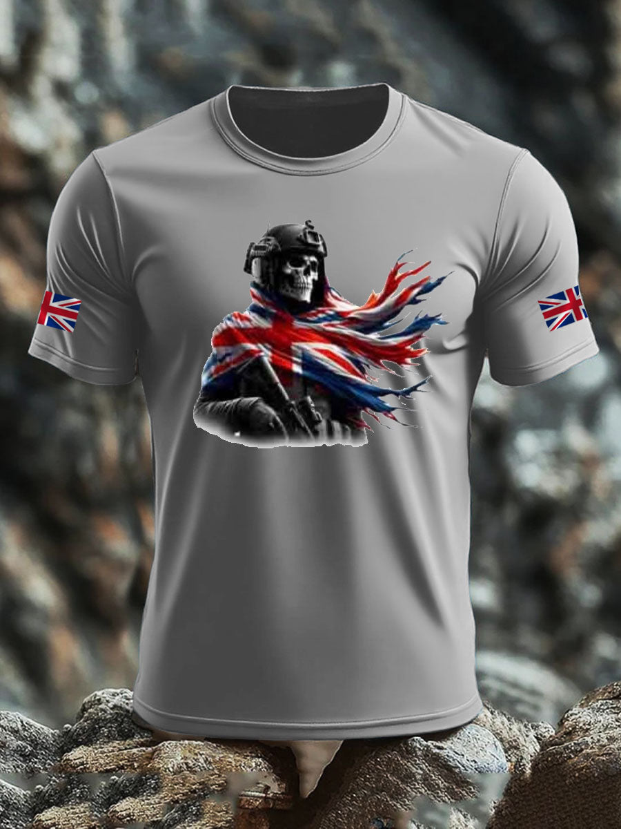 Men's British Veteran imitation cotton short-sleeved T-shirt-4