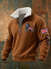 Men's Vintage British Lion Print Sweatshirt-5