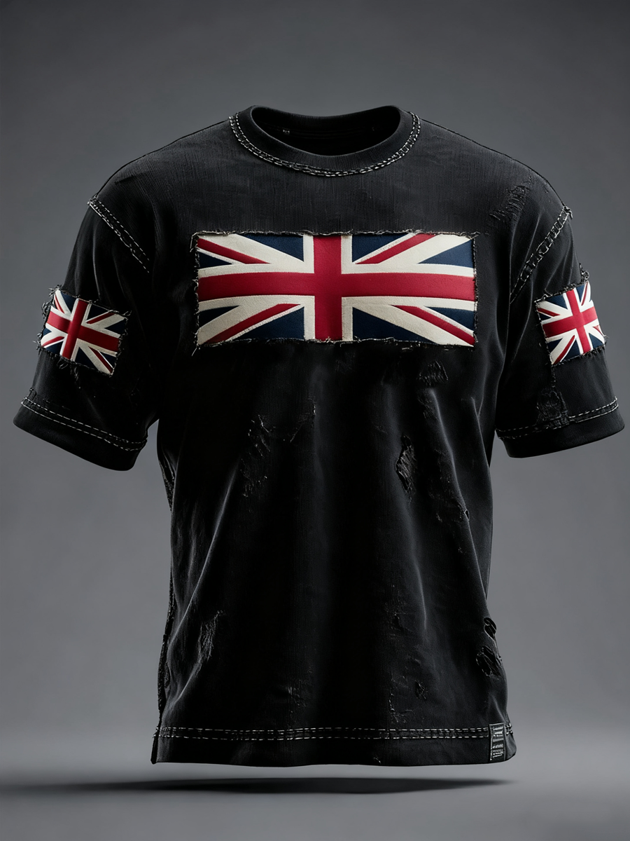 Men's British Flag Printed Casual short sleeves t-shirt-1