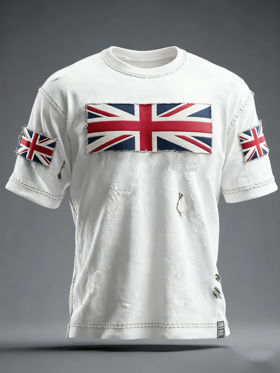 Men's British Flag Printed Casual short sleeves t-shirt-2