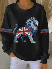 Women's British style imitation rhinestone hot-drilling Print Casual Sweatshirt-1