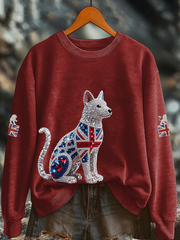 Women's British imitation diamond hot-drilling Printed Regular Sweatshirt-2