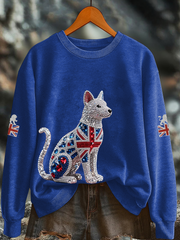 Women's British imitation diamond hot-drilling Printed Regular Sweatshirt-3