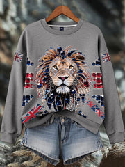 Women's British imitation diamond hot-drilling Print Sweatshirt-3