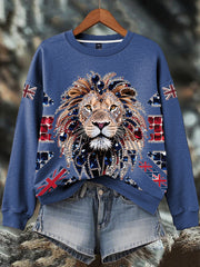 Women's British imitation diamond hot-drilling Print Sweatshirt-4