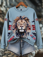 Women's British imitation diamond hot-drilling Print Sweatshirt-5