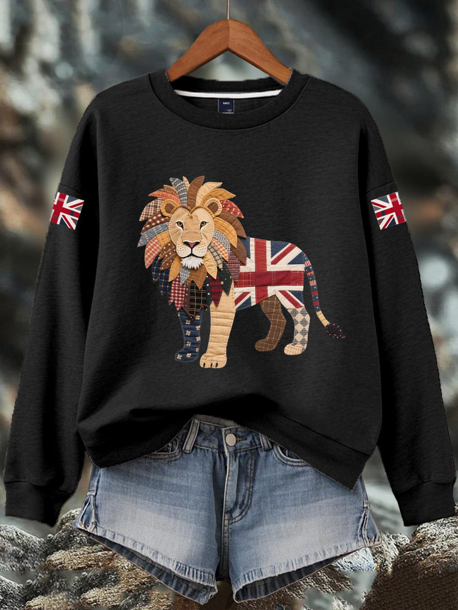 Women's British imitation diamond hot-drilling Print Sweatshirt-1