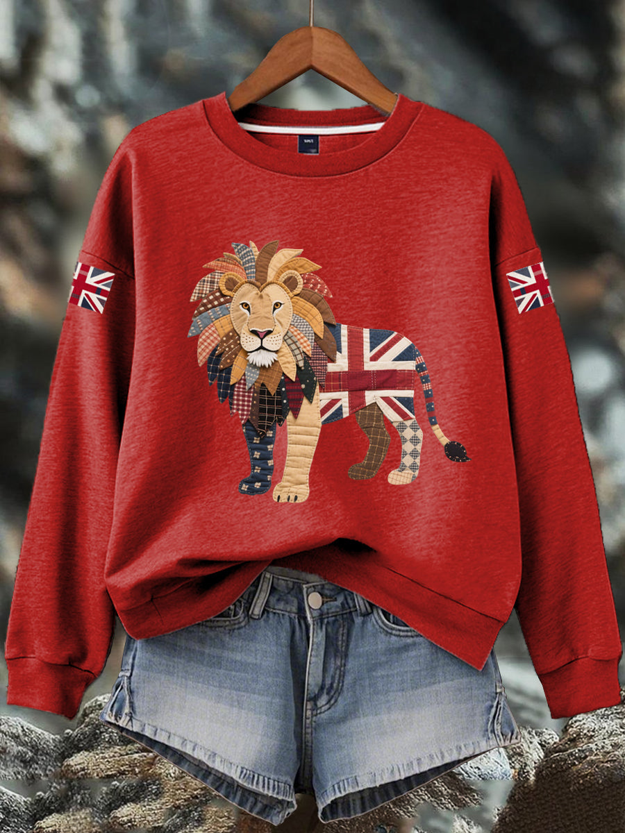Women's British imitation diamond hot-drilling Print Sweatshirt-2