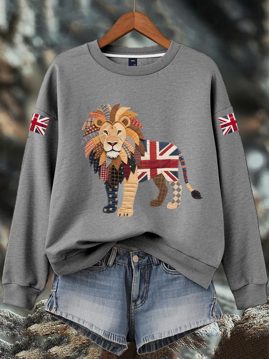 Women's British imitation diamond hot-drilling Print Sweatshirt-4