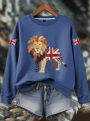 Women's British imitation diamond hot-drilling Print Sweatshirt-3