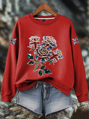 Women's British imitation diamond hot-drilling Print Sweatshirt-2