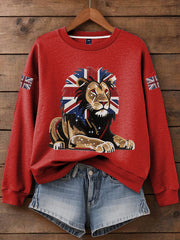 Women's British imitation diamond hot-drilling Print Sweatshirt-2