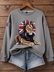 Women's British imitation diamond hot-drilling Print Sweatshirt-3