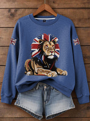 Women's British imitation diamond hot-drilling Print Sweatshirt-4