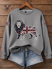 Women's British imitation diamond hot-drilling Print Sweatshirt-3