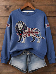 Women's British imitation diamond hot-drilling Print Sweatshirt-4