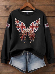 Women's British imitation diamond hot-drilling Print Sweatshirt-1
