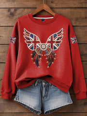 Women's British imitation diamond hot-drilling Print Sweatshirt-2