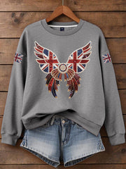 Women's British imitation diamond hot-drilling Print Sweatshirt-3