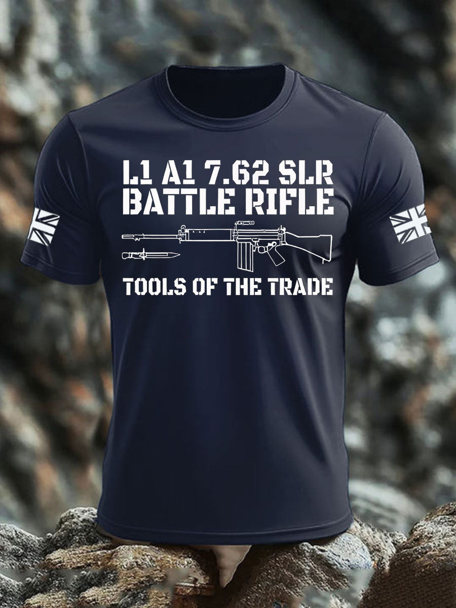 Men's British Veteran imitation cotton short-sleeved T-shirt-1