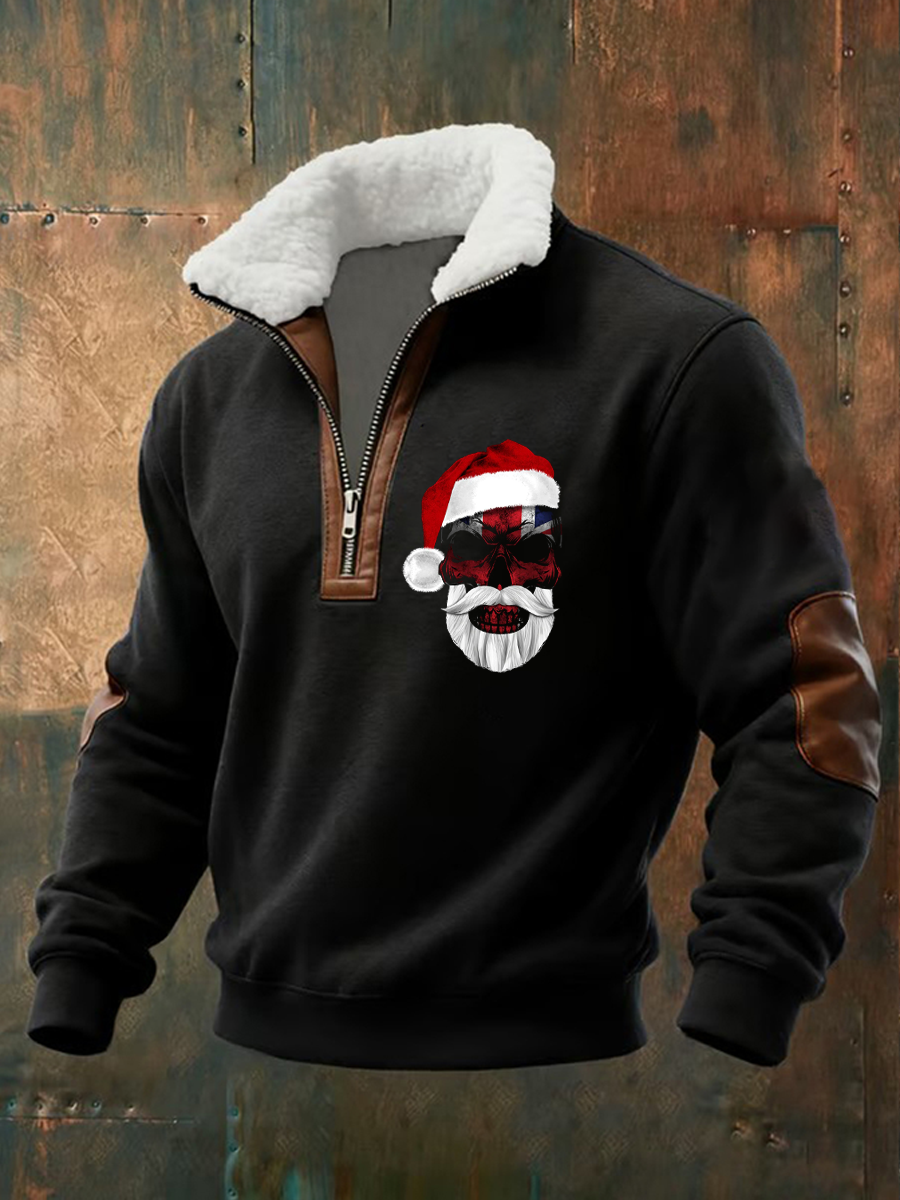 Men's UK Flag Christmas Santa Printed Sweatshirt