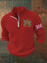 Men's Vintage England Flag Lion Printed Sweater-4