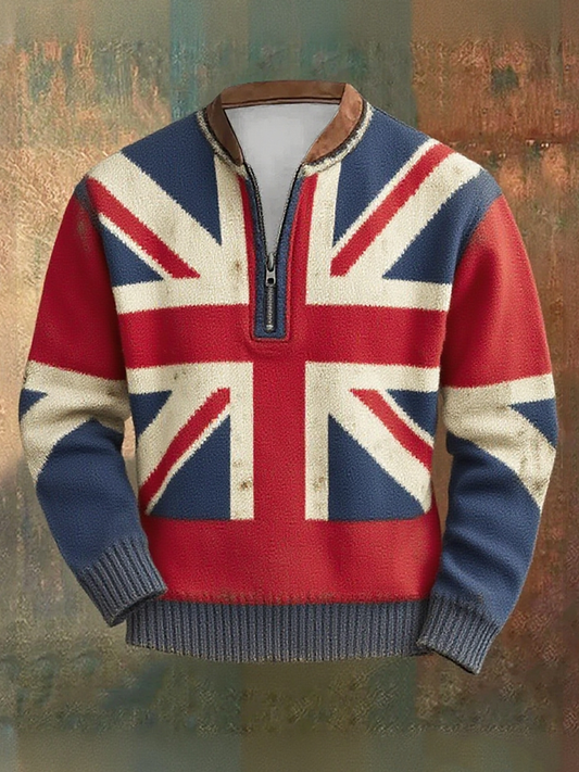 Men's  British Flag Patchwork Printed Sweatshirt