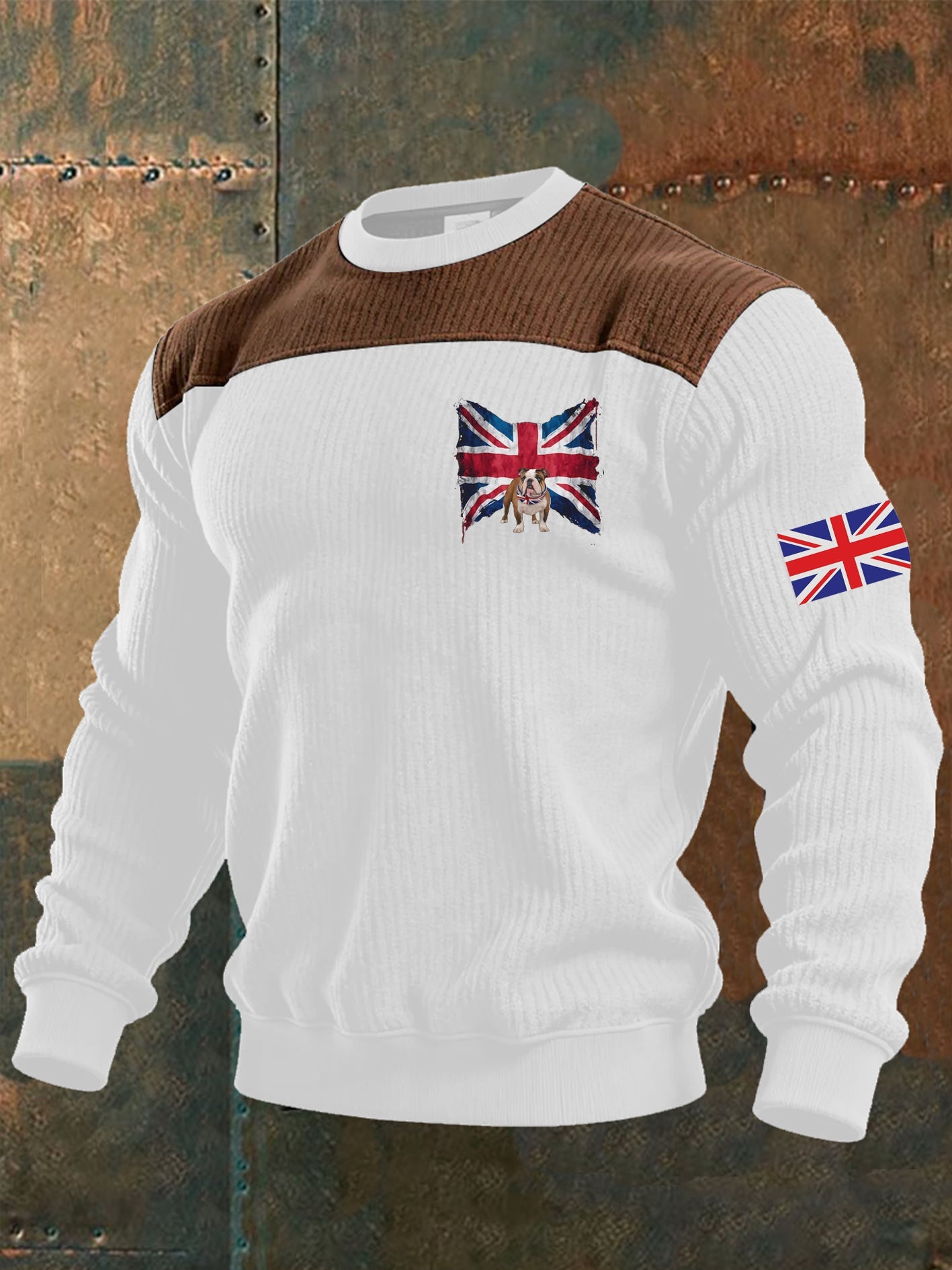 Men's British Flag Printed Casual imitation sweater-1