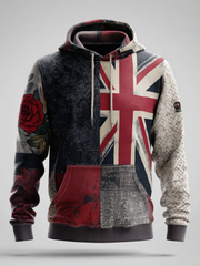 Women's English Patchwork Rose Printed hoodie