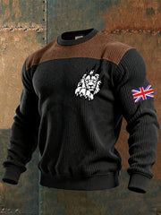 Men's British Flag Lion Printed Casual imitation sweater-1