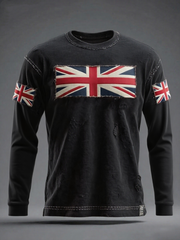 Men's British Flag Printed long sleeve round neck T-shirt-1