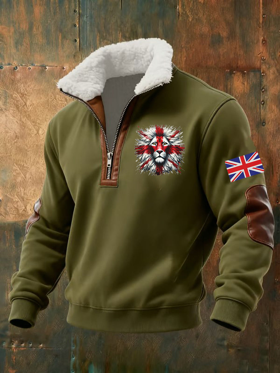 Men's Vintage British Lion Print Sweatshirt-3