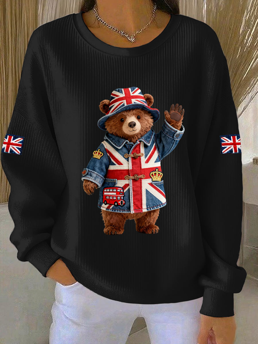 Women's British style  Print Casual Sweatshirt-3
