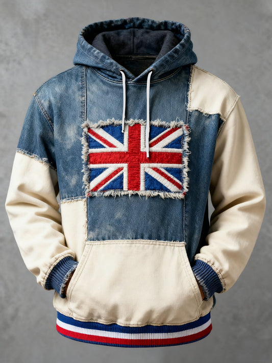 Men's England Flag Printed Casual Hoodie