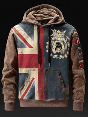 Men's Vintage UK Flag Printed Hoodie