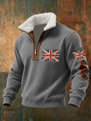 Men's British Flag Printed baggy zip-up hoodie-3