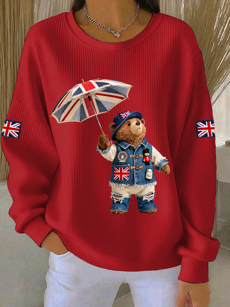 Women's British style  Print Casual Sweatshirt-2