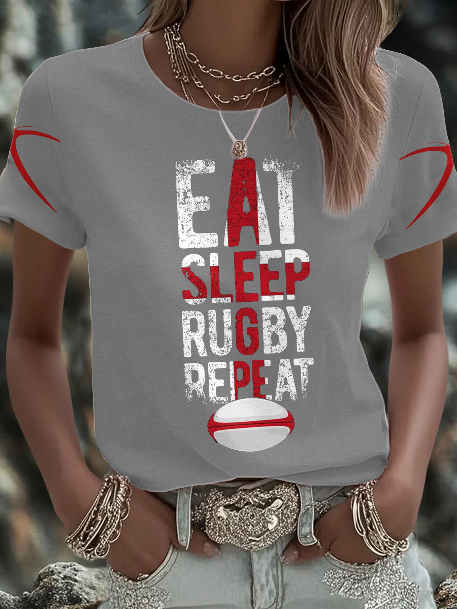 Women's England Rugby Lover Roses Printed T-Shirt-1