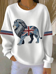 Women's British Faux Denim Print Casual Sweatshirt