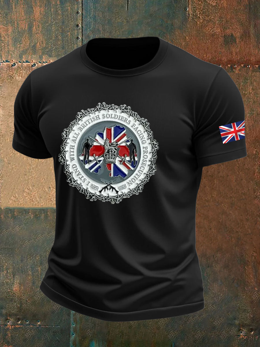 Men's British Veteran imitation cotton short-sleeved T-shirt-1