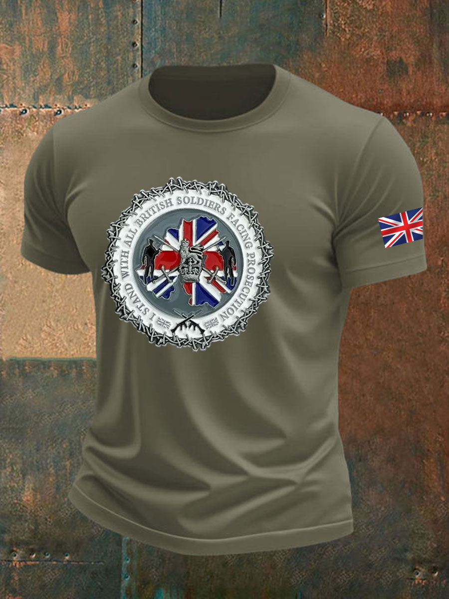 Men's British Veteran imitation cotton short-sleeved T-shirt-3