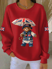 Women's British style  Print Casual Sweatshirt-2