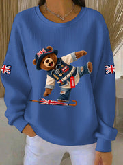 Women's British style  Print Casual Sweatshirt-1