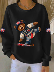 Women's British style  Print Casual Sweatshirt-3