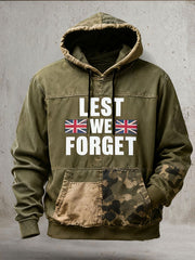 Men's Remembrance Day Lest We Forget Camouflage Oversized Drop-Shoulder Hoodie With Pockets