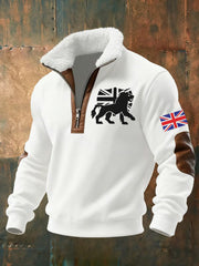 Men's Vintage England Flag Lion Printed Sweatshirt-1