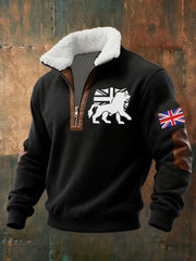 Men's Vintage England Flag Lion Printed Sweatshirt-2