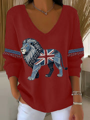 Women's British Faux Denim Printed Casual Top-2