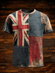 Men's Vintage England Flag Printed T-shirt-1