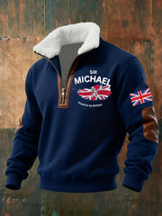 Men's Vintage England Flag Sir Michael Proud To Be British Printed Sweatshirt